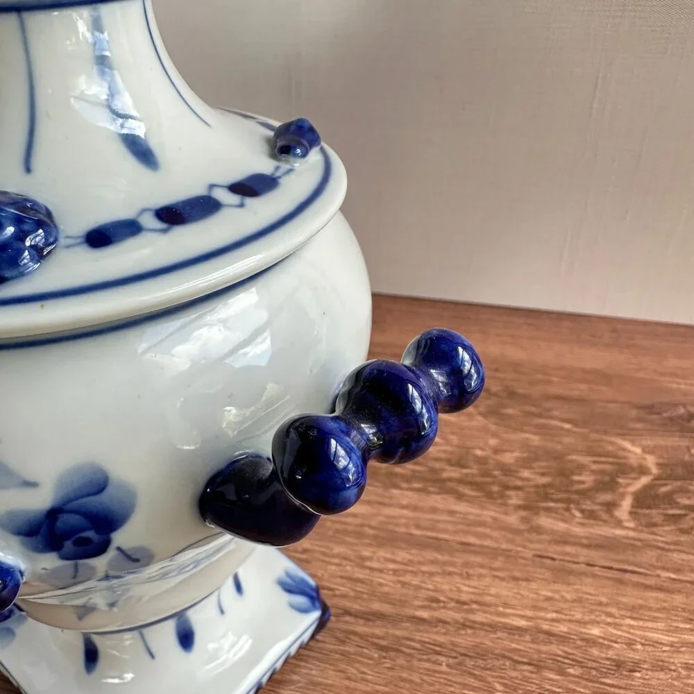 Hand-Painted Russian Gzhel Samovar, Blue and White Ceramic, Decorative Teapot - Picture 5 of 14